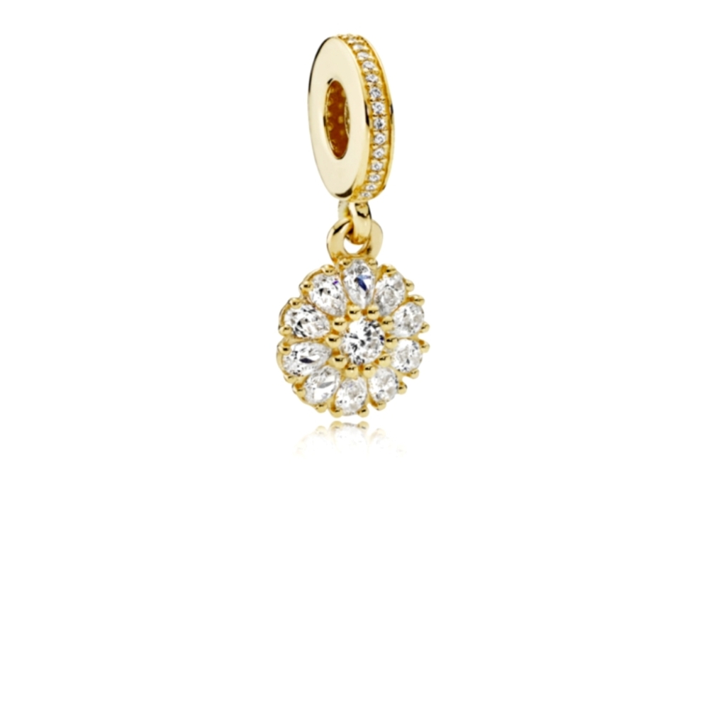 Authentic PANDORA - Embellished Floral 14k gold charm